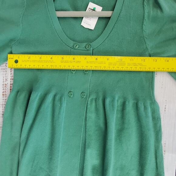 Stile Benetton Short Sleeve Top M Garden Green Scoop Flounce Peasant Sweater NWT - Picture 9 of 11